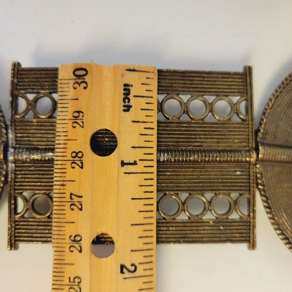 Vintage Rare Brass Boho Link Chain Medalion Heavy Belt Necklace - Picture 10 of 11